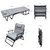 KAMPCO Folding Sleeping Cot, Modern Reclining Lounge Chair, 6-Position Adjustable, Portable, Grey Steel & Oxford Fabric, 200kg Max Load, Ideal for Patio, Garden, Office, Bedroom view 2