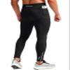 Pudolla Men's Thermal Running Tights with 3 Zipper Pockets Workout Compression Leggings Cycling Pants for Men Hiking Jogging(Black X-Small) view 1