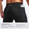 Pudolla Men's Thermal Running Tights with 3 Zipper Pockets Workout Compression Leggings Cycling Pants for Men Hiking Jogging(Black X-Small) view 3