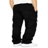 Men's Cargo Sweatpants Casual Fleece Joggers Loose Fit Open Bottom Athletic Pants for Men with Pockets Black XL view 2