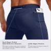 Pudolla Men's Thermal Running Tights with 3 Zipper Pockets Workout Compression Leggings Cycling Pants for Men Hiking Jogging(Navy X-Small) view 3