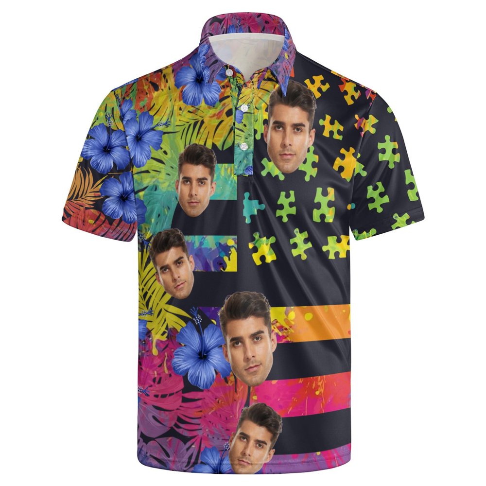 NELife Men's Custom Polo Shirts Design Your Own Short Sleeve Collar T-Shirt Print Personalized Golf Shirts for Men, S