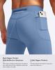 Pudolla Men's Thermal Running Tights with 3 Zipper Pockets Workout Compression Leggings Cycling Pants for Men Hiking Jogging(Slate Blue X-Small) view 3