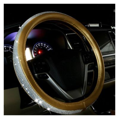 FUERU Car Steering Wheel Cover Set Car Steering Wheel Cover Fashion Rhinestone Breathable Sweat-Absorbing Exquisite Car Interior (Color : 6#)
