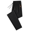 ANUFER Mens Summer Thin Stretchy Sweatpants Jogging Bottoms with Zip Pockets Lightweight Casual Trousers Open Bottom Black & Orange 3XL view 1