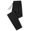 ANUFER Mens Summer Thin Stretchy Sweatpants Jogging Bottoms with Zip Pockets Lightweight Casual Trousers Open Bottom Black XL view 1