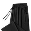 ANUFER Mens Summer Thin Stretchy Sweatpants Jogging Bottoms with Zip Pockets Lightweight Casual Trousers Open Bottom Black XL view 3