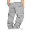 Men's Cargo Sweatpants Casual Fleece Joggers Loose Fit Open Bottom Athletic Pants for Men with Pockets Light Gray XL view 2