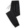 ANUFER Mens Summer Thin Stretchy Sweatpants Jogging Bottoms with Zip Pockets Lightweight Casual Trousers Closed Bottom Black & Blue 4XL