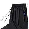 ANUFER Mens Summer Thin Stretchy Sweatpants Jogging Bottoms with Zip Pockets Lightweight Casual Trousers Closed Bottom Black & Blue 4XL view 3