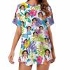 Artsadd Custom Short Pajamas Set With Photo, Women Personalized Lounge Set, Funny Face Printed Sleepwear, Soft Tracksuit Gift(Floral,3XL) view 1
