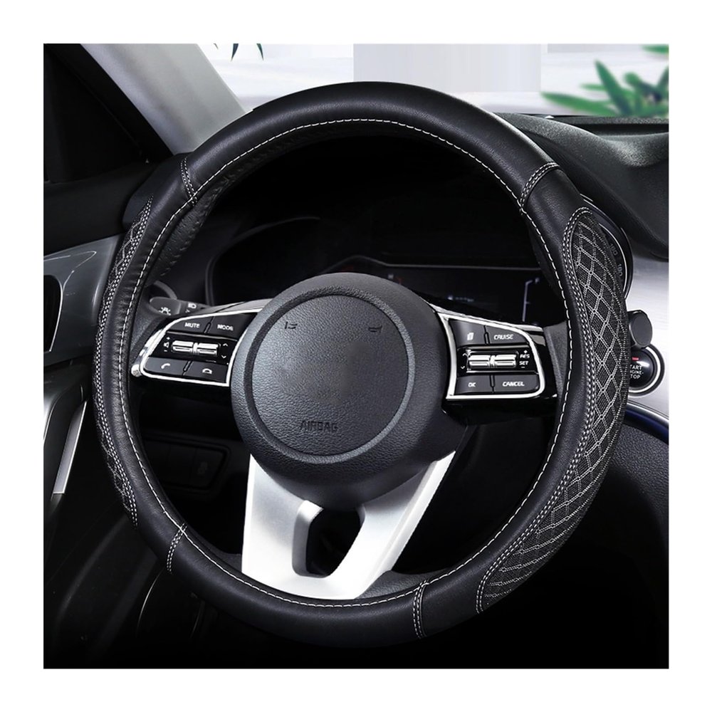 FUERU Car Steering Wheel Cover Set Car Steering Wheel Cover Breathable Leather Ice Silk Ultra-Thin Comfortable Car Interior Gift (Color : 2#)