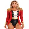 Aislor Women's Circus Ringmaster Cosplay Costume Long Sleeve Tassel Tuxedo Jacket Leotard Jumpsuit Bodysuit Red A X-Large view 1