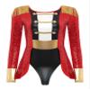 Aislor Women's Circus Ringmaster Cosplay Costume Long Sleeve Tassel Tuxedo Jacket Leotard Jumpsuit Bodysuit Red A X-Large view 4