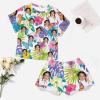 Artsadd Custom Short Pajamas Set With Photo, Women Personalized Lounge Set, Funny Face Printed Sleepwear, Soft Tracksuit Gift(Floral,XL) view 3
