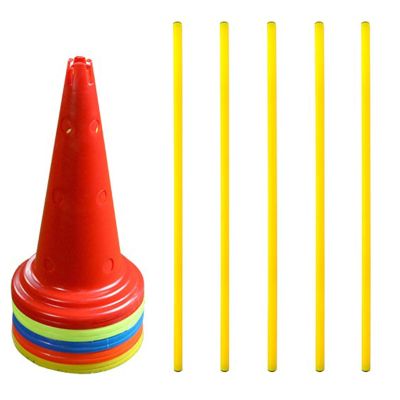 YXXSDP Speed & Agility Training Set for Kids, Multicolor Portable Track Hurdles Multi-Sports Equipment, Kindergarten Athletic Gear (Color : Round Cones+1.5m Pole)