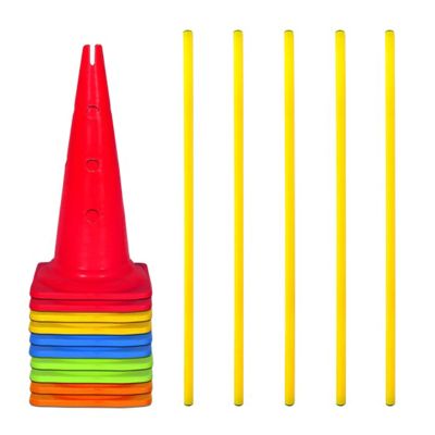 YXXSDP Speed & Agility Training Set for Kids, Multicolor Portable Track Hurdles Multi-Sports Equipment, Kindergarten Athletic Gear (Color : Square Cones+1.5m Pole)
