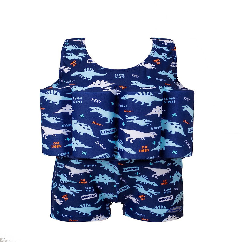 Baby Kids Boys Girls One-Piece Swimsuit with UPF 50+ Sun Protection, Long Sleeve Rash Guard for Toddler, Beach Pool Swimming, Summer Vacation Outfit Blue Dinosaur 1-2Years