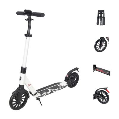 GLDDFDG Scooter for Adults and Teens,Scooter for Kids Ages 8-12,with One-Kick Open Mechanism, Rear Brake, Height Adjustable Handlebar, Big Wheels, Shock Absorber,220Lb Weight Capacity,White