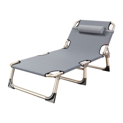 CHEOTIME Folding Camping Cot, Folding Bed, Single Person Folding Reclining Lounger for Camping Office Lunch Break Outdoor Emergency(56 Round Tube Gray)