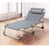CHEOTIME Folding Camping Cot, Folding Bed, Single Person Folding Reclining Lounger for Camping Office Lunch Break Outdoor Emergency(56 Round Tube Gray) view 3