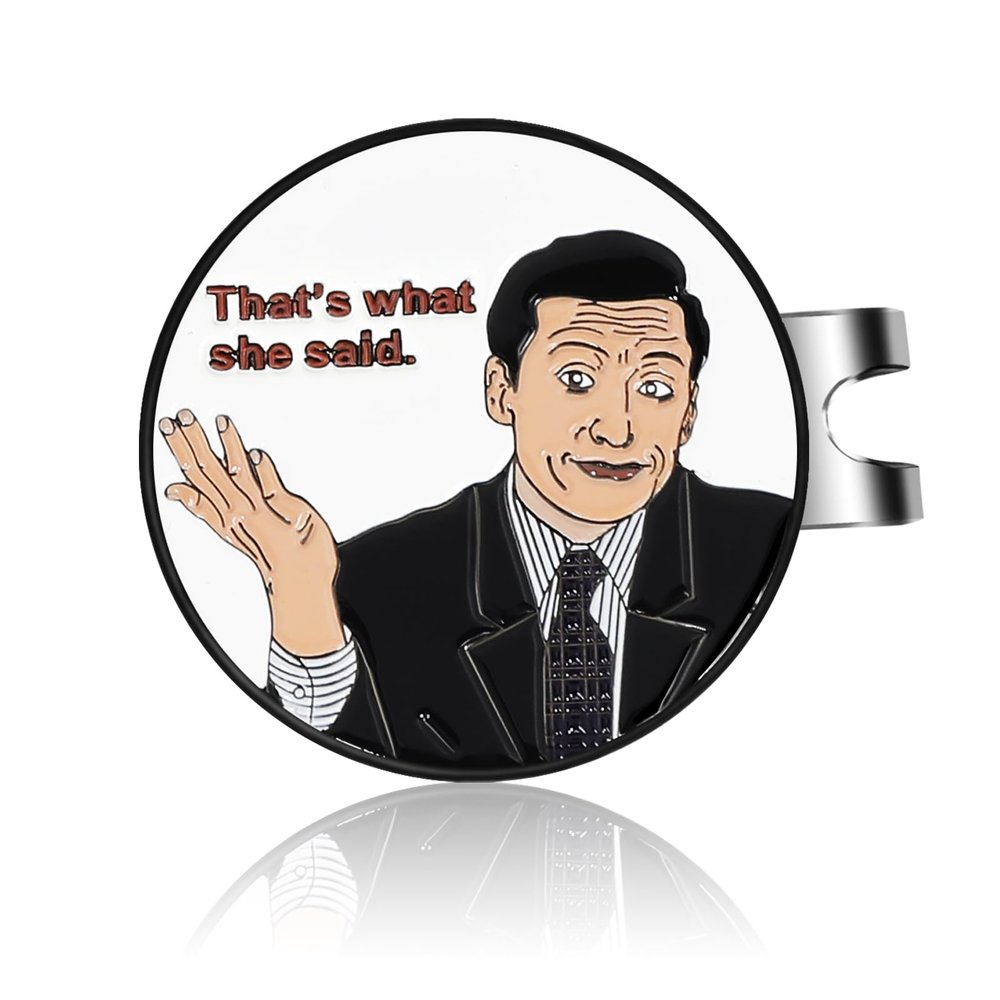JIAOWEI Michael Scott Enamel Golf Ball Marker with Magnetic Hat Clip - Funny Golf Accessories - Premium Gift for Golf Lovers - What She Said