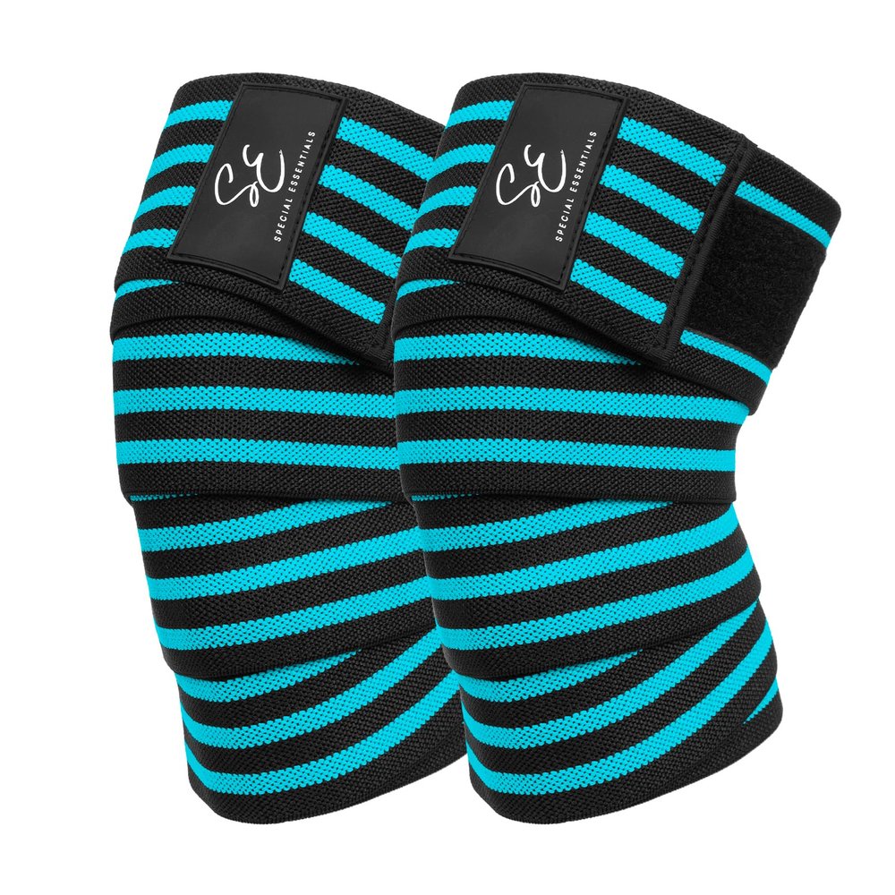 Special Essentials Knee Wraps for Weightlifting with Strap (2 Pack) - 72 Inches Flexible Support for Men & Women, for Powerlifting, Squats, Leg Press, and Cross Training