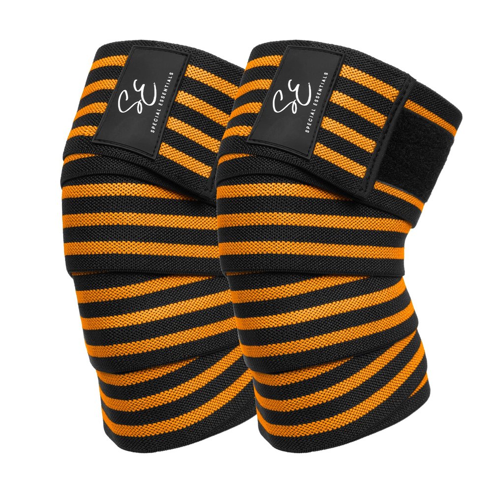 Special Essentials Knee Wraps for Weightlifting with Strap (2 Pack) - 72 Inches Flexible Support for Men & Women, for Powerlifting, Squats, Leg Press, and Cross Training