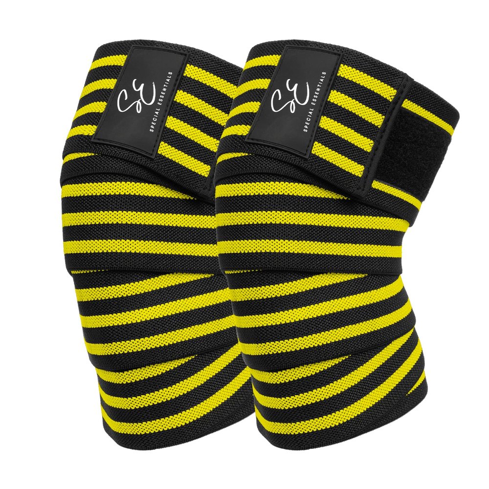 Special Essentials Knee Wraps for Weightlifting with Strap (2 Pack) - 72 Inches Flexible Support for Men & Women, for Powerlifting, Squats, Leg Press, and Cross Training