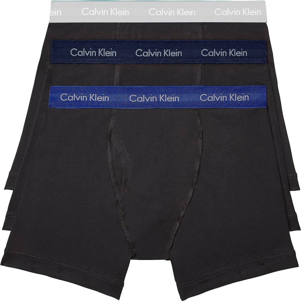 Calvin Klein Men's Cotton Stretch Multipack Boxer Briefs, Black W/Phantom/Spectrum Blue/Vaporour Gray WBS, X-Large