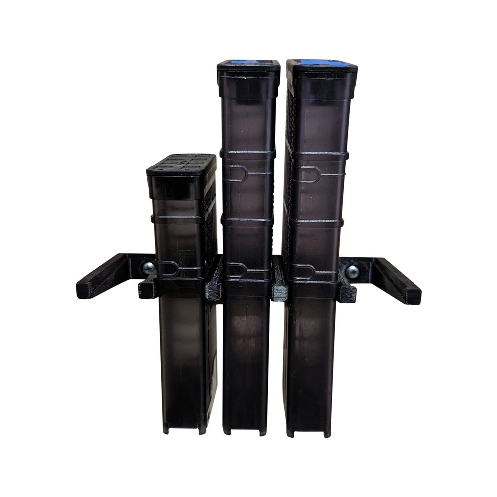 Hammy3DPrints Mount for AR 223/556/300 Lancer Mags - Wall | Magazine Holder Storage Rack (5 Mags, Black)