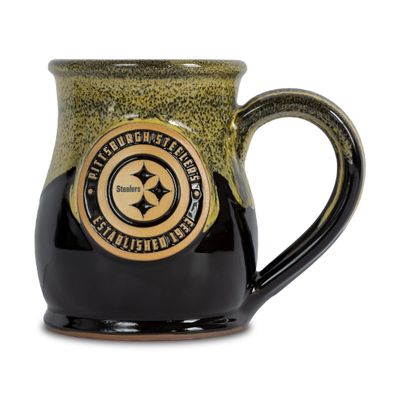 Greater Distance NFL Football Pittsburgh Steelers 14 oz Two-Tone Tall Belly Mug, Handmade Large Ceramic Coffee Mug With Team Logo for True Fans, Premium Deneen Pottery Made in USA