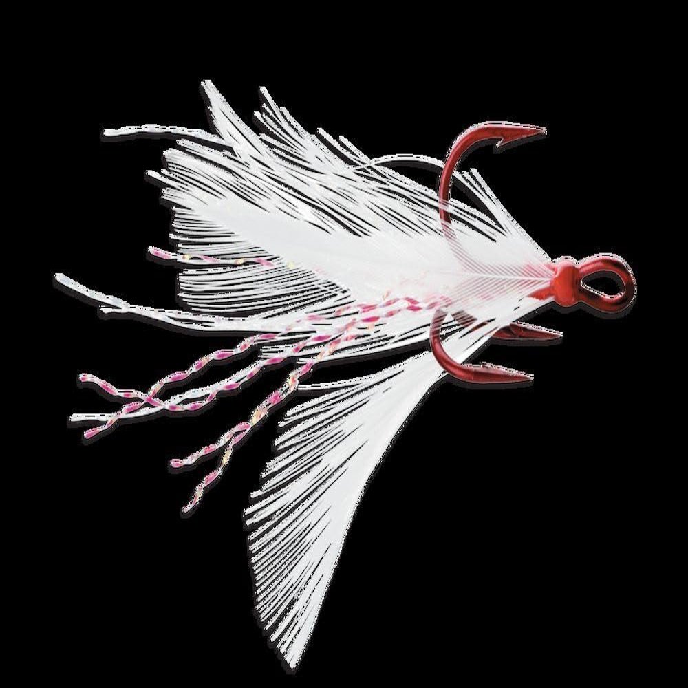 12 Pack - VMC #4 Dressed XRap Treble Hooks - 8651 TR/DT/RW - Tin Red and White