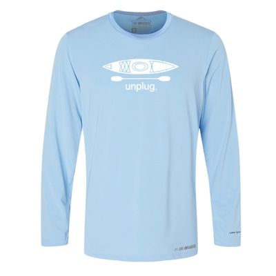 Life Unplugged Kayak Unplug Long Sleeve Shirt Mens & Womens Poly Spandex High Performance Longsleeve with UPF 50 (Blue Mist, M)