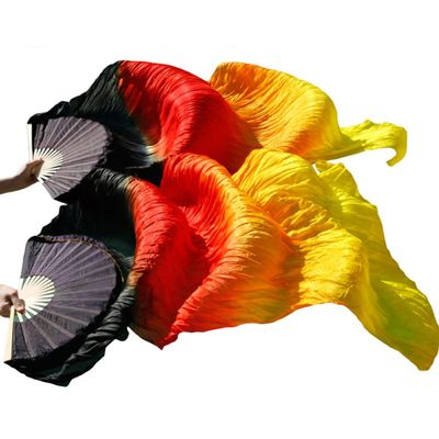 1pair 180 * 90 Cm Dance Fans Chinese Silk Fans Handmade Dyed Silk Belly Dance Fans