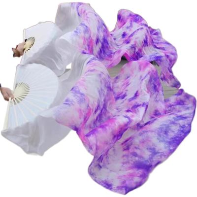 1 Pair 150 * 90cm Pure Natural Silk Fan Veils Belly Dance Performance Fan Belly Dance Costumes and Accessories