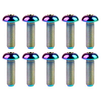 Wanyifa Titanium Ti Water Bottle Cage M5x8 10 12 15mm Bolt Button Head Allen Key Screws Pack of 10 (Rainbow, M5x15mm)