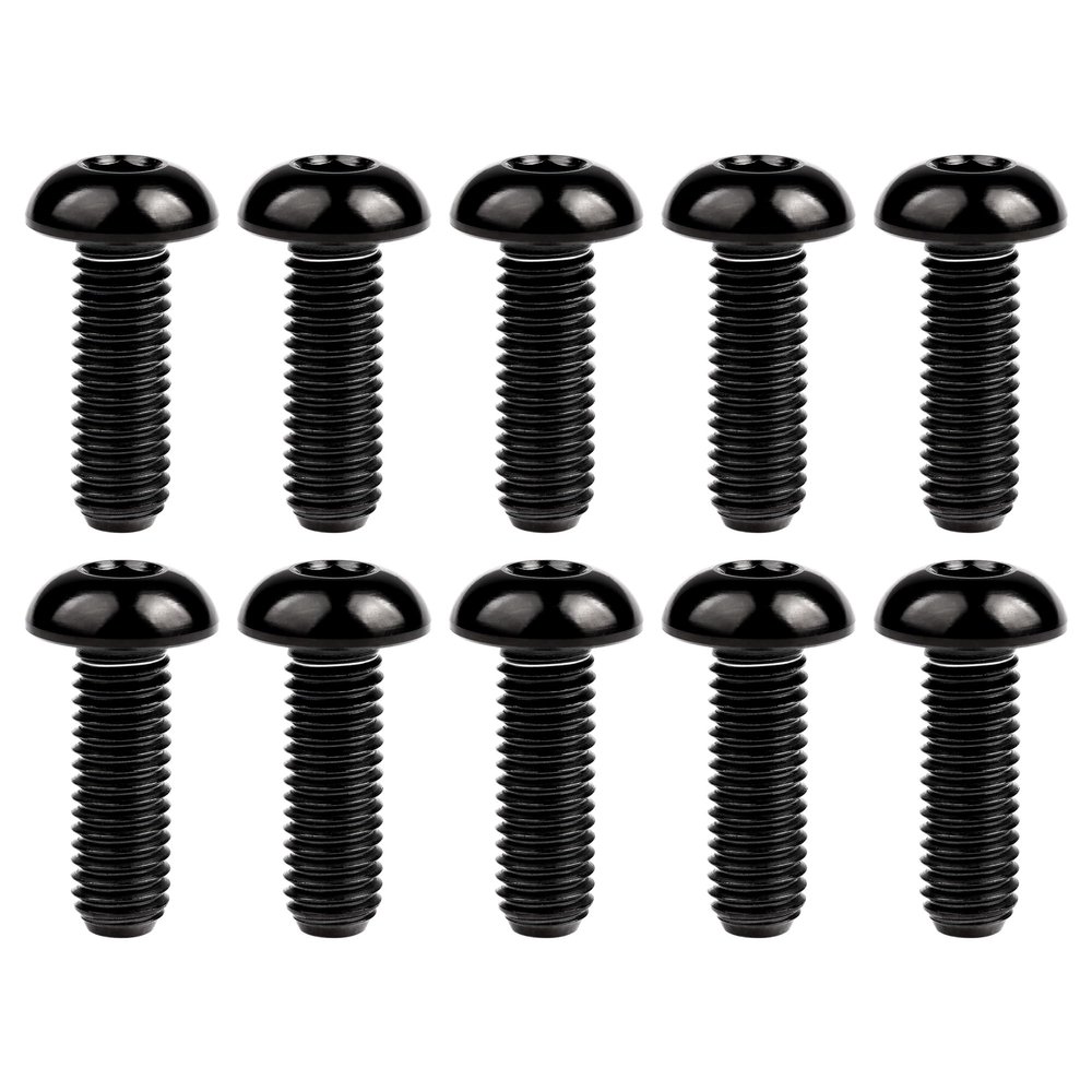Wanyifa Titanium Ti Water Bottle Cage M5x8 10 12 15mm Bolt Button Head Allen Key Screws Pack of 10 (Black, M5x15mm)