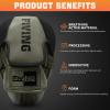 Boxing Pads for Men, Women, & Kids, Leather Focus Mitts for Martial Arts, Boxing Training, Curved Punch Mitts for Karate, Kickboxing,Muay Thai, Taekwondo Olive Green view 2