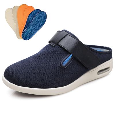 bumuam Lightweight Walking Sneakers,Wide Widths Walking Edema Sneakers Adjustable Strap Easy On/Off with 3 Pairs Insoles Replacement Men 12.5