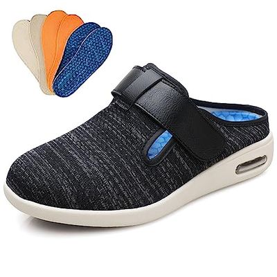bumuam Men's Wide Width Shoes with Adjustable Closure Lightweight,Wide Widths Walking Edema Sneakers Adjustable Strap Easy On/Off with 3 Pairs Insoles Replacement Men 6.5/Women 7.5