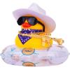 MuMyer Rubber Duck for Car Dashboard, Cowboy Duck Car Dashboard Decoration Car Duck Ornament Accessories with Mini Swim Ring Glitter Cowboy Hat Scarf Necklace and Sunglasses(B-G4) view 1