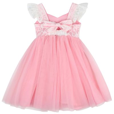 AGQT Tutu Dress for Little Girls Butterfly Sleeveless Tulle Dress Birthday Party Dress Baby Doll Dress Light Pink 6T-7T