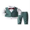 Abolai Baby Boys' 4 Piece Gentleman Suit Set with White Shirt,Bowtie,Lapel Vest and Pant Green 110 view 1