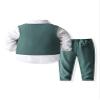 Abolai Baby Boys' 4 Piece Gentleman Suit Set with White Shirt,Bowtie,Lapel Vest and Pant Green 110 view 2