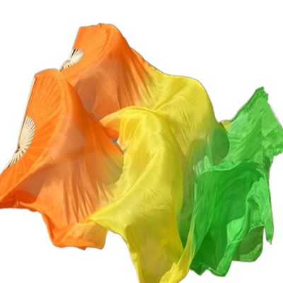 1pair 150 * 90cm Solid Color Belly Dance Silk Fan Veil Bellydancing Costume Accessory Dancer Practice Props