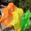 1pair 150 * 90cm Solid Color Belly Dance Silk Fan Veil Bellydancing Costume Accessory Dancer Practice Props view 2