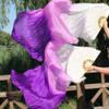 SALFEE 1pair 150 * 90cm Belly Dance Silk Veil Fans Pair Bamboo Folding Long Fan Folk Dancer Performance Props view 2