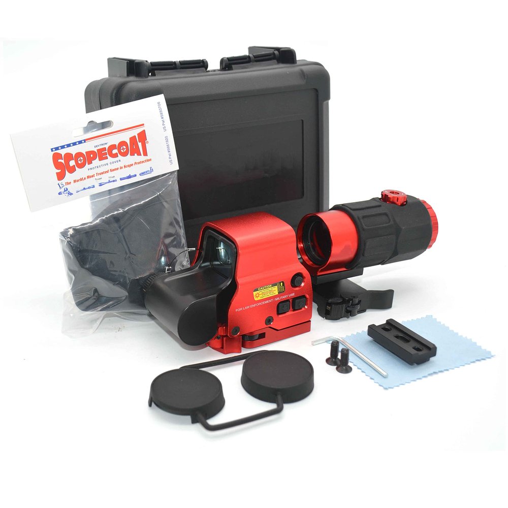 558+G45 Sights,558 Red Green Dot Holographic Sight G45 5X Magnifier Reflex Scope Combo with Quick Release Mount,Fit 20mm Rail Weaver Mount (Red)