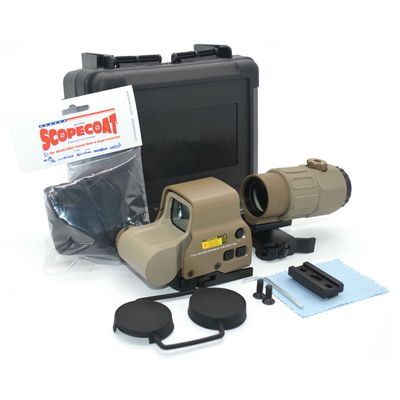 558+G45 Sights,558 Red Green Dot Holographic Sight G45 5X Magnifier Reflex Scope Combo with Quick Release Mount,Fit 20mm Rail Weaver Mount (Tan)